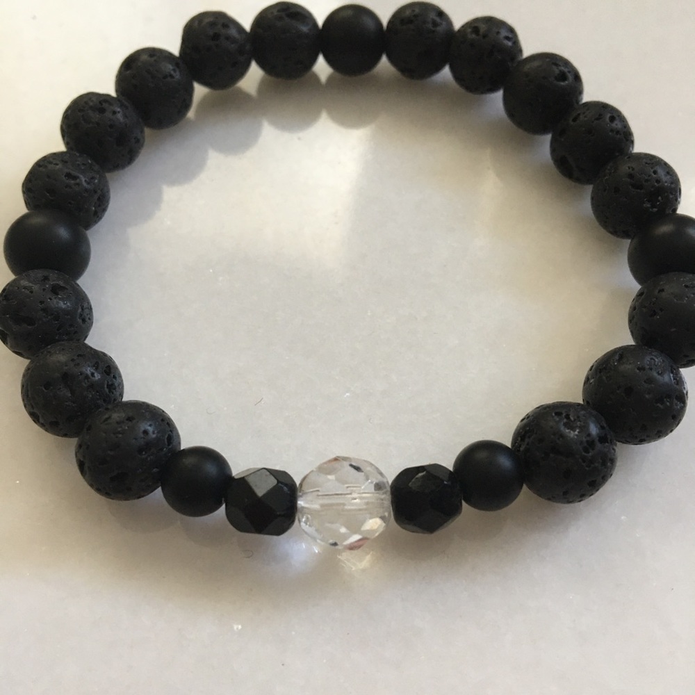 Matte Black lava stone diffuser bracelet beaded